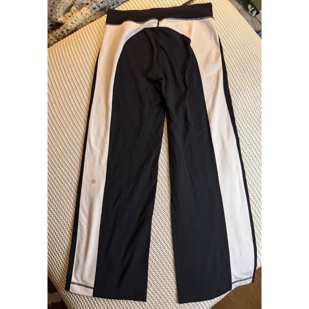 Lululemon Still Wide Leg Pants Black White Colorblock Y2K Yoga Size 8